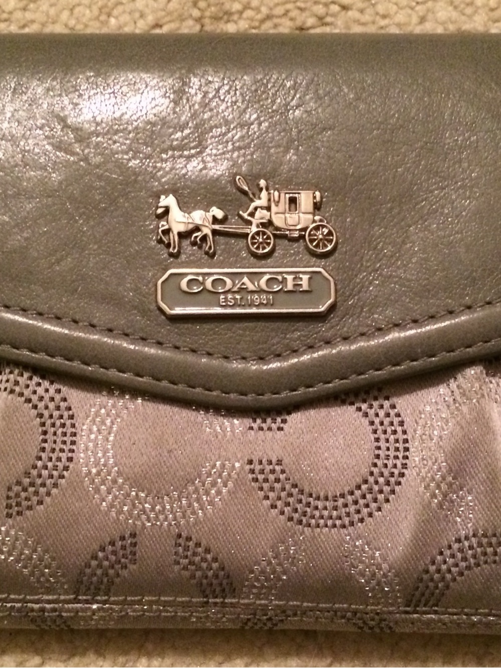 RARE VINTAGE COACH **PURSE + WALLET+** Pink, Gray & Cream Signature Circle - Picture 2 of 5